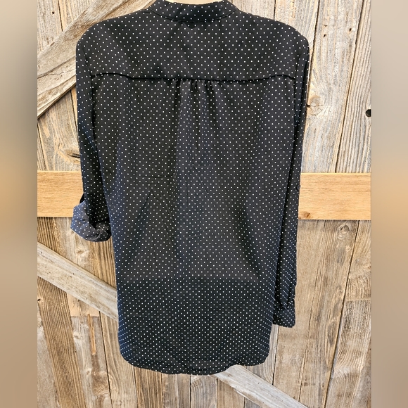 From The Kloth Jasmine Polka Dot Blouse Black/White S ROLL TAB SLEEVE career - Picture 3 of 7